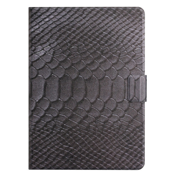 For Amazon Kindle Fire HD 10 2019/2017/2015 Solid Color Crocodile Texture Leather Smart Tablet Case(Black)