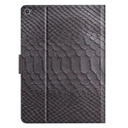 For Amazon Kindle Fire HD 10 2019/2017/2015 Solid Color Crocodile Texture Leather Smart Tablet Case(Black)