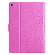 For Amazon Kindle Fire HD 10 2019/2017/2015 Solid Color Crocodile Texture Leather Smart Tablet Case(Rose Red)