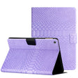 For Amazon Kindle Fire HD 10 2019/2017/2015 Solid Color Crocodile Texture Leather Smart Tablet Case(Purple) - Amazon by PMC TechLife | Online Shopping South Africa | PMC TechLife | Buy Now Pay Later Mobicred