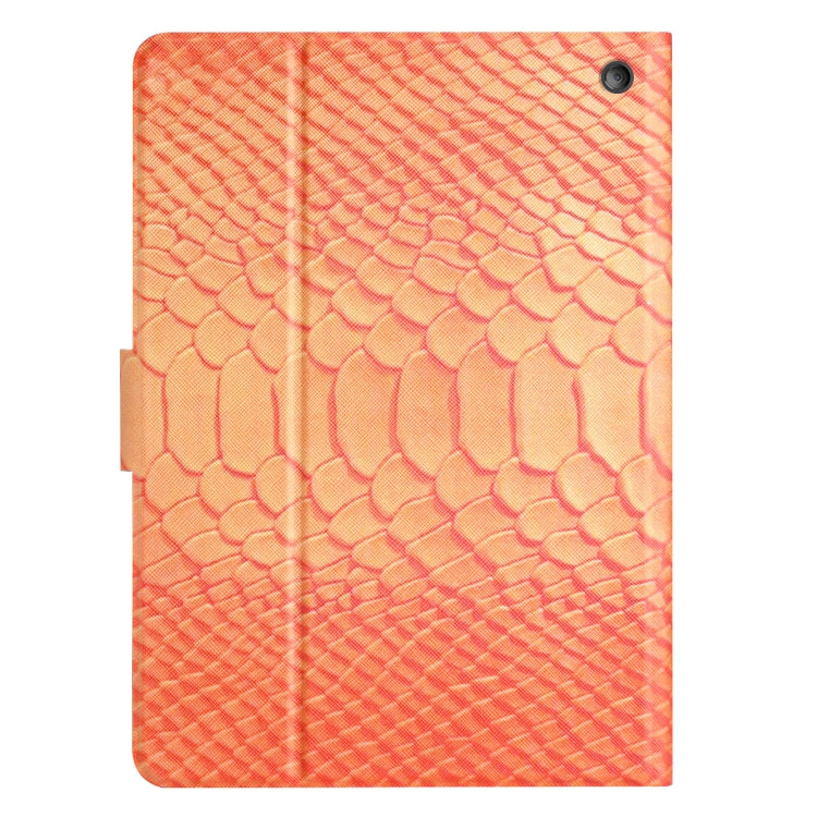For Amazon Kindle Fire HD 10 2021 Solid Color Crocodile Texture Leather Smart Tablet Case(Orange)