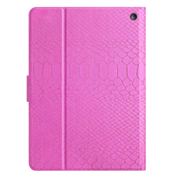 For Amazon Kindle Fire HD 10 2021 Solid Color Crocodile Texture Leather Smart Tablet Case(Rose Red)