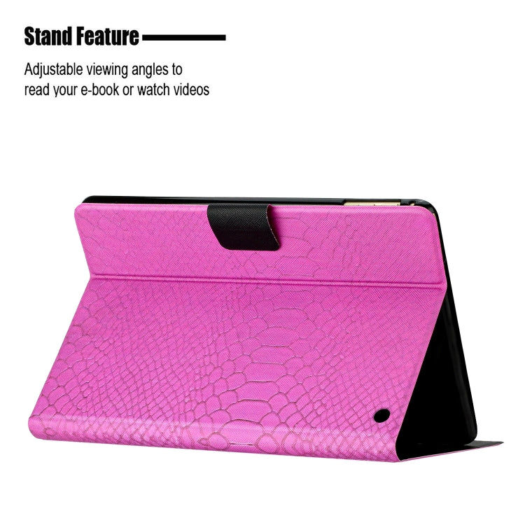 For Amazon Kindle Fire HD 10 2021 Solid Color Crocodile Texture Leather Smart Tablet Case(Rose Red)