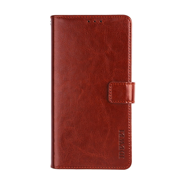 For Oukitel C19 Pro idewei Crazy Horse Texture Leather Phone Case(Brown)