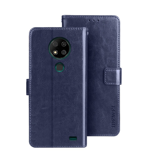 For Oukitel C19 Pro idewei Crazy Horse Texture Leather Phone Case(Dark Blue)