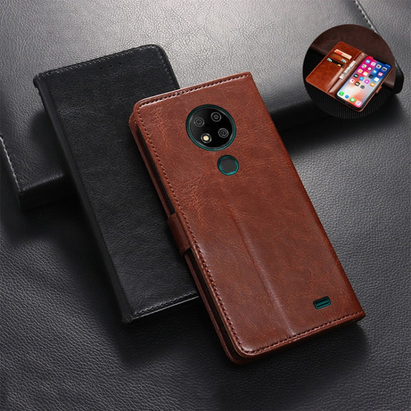 For Oukitel C19 Pro idewei Crazy Horse Texture Leather Phone Case(Dark Blue)