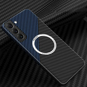 For Samsung Galaxy S23+ 5G Carbon Fiber Texture MagSafe Magnetic Phone Case(Black Blue)