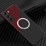 For Samsung Galaxy S23+ 5G Carbon Fiber Texture MagSafe Magnetic Phone Case(Black Red)