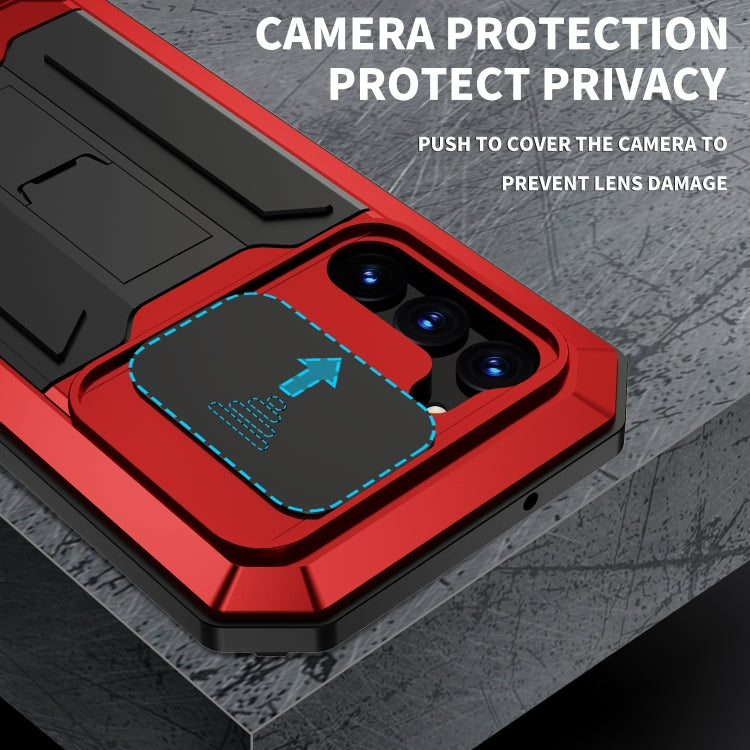 For Samsung Galaxy S23+ 5G R-JUST Sliding Camera Design Life Water-resistant Dustproof Shockproof Phone Case(Red)