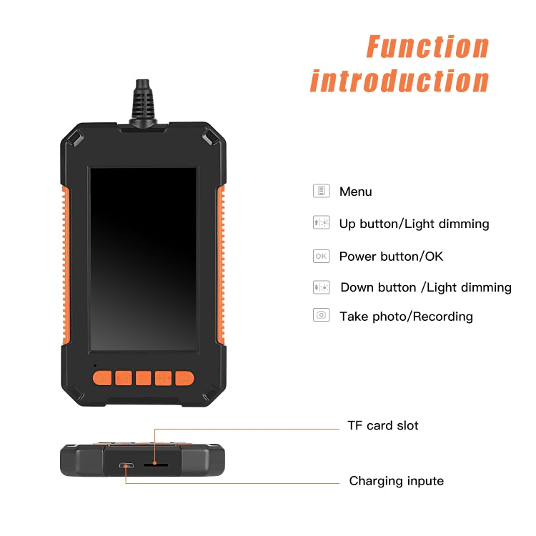 P40 8mm HD Water-resistant Portable Integrated Hand-held Vertical Screen Industry Endoscope, Length:2m(Flexible  Wire)
