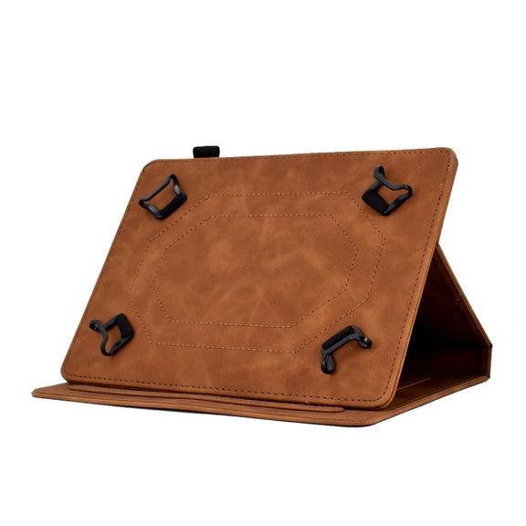 For 10 inch Tablets Tower Embossed Leather Tablet Case(Brown)