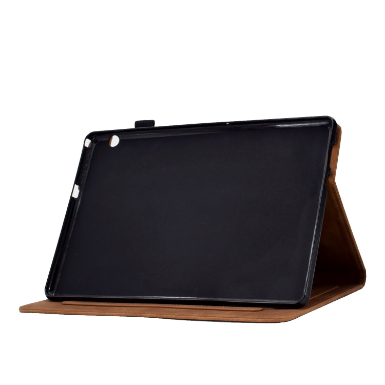 For Huawei MediaPad T5 Tower Embossed Leather Tablet Case(Brown)