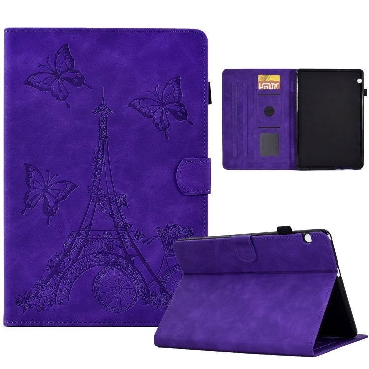 For Huawei MediaPad T5 Tower Embossed Leather Tablet Case(Purple)