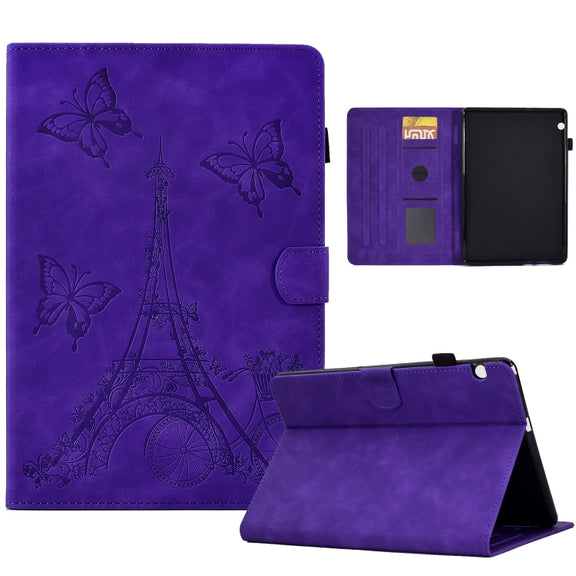 For Huawei MediaPad T5 Tower Embossed Leather Tablet Case(Purple)