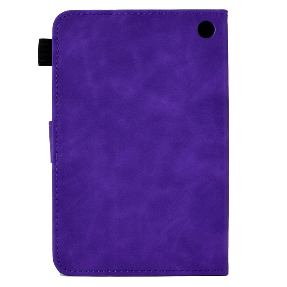 For Amazon Kindle Fire HD8 2022/2020 Tower Embossed Leather Smart Tablet Case(Purple)