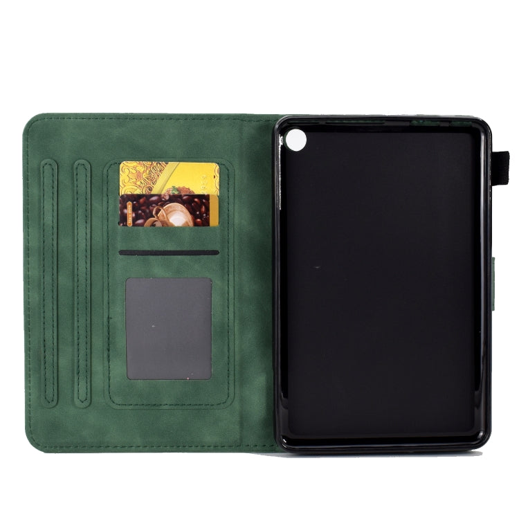 For Amazon Kindle Fire HD8 2022/2020 Tower Embossed Leather Smart Tablet Case(Green)