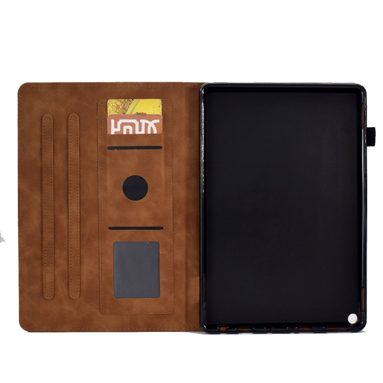 For Amazon Kindle Fire HD10 2021 Tower Embossed Leather Smart Tablet Case(Brown)