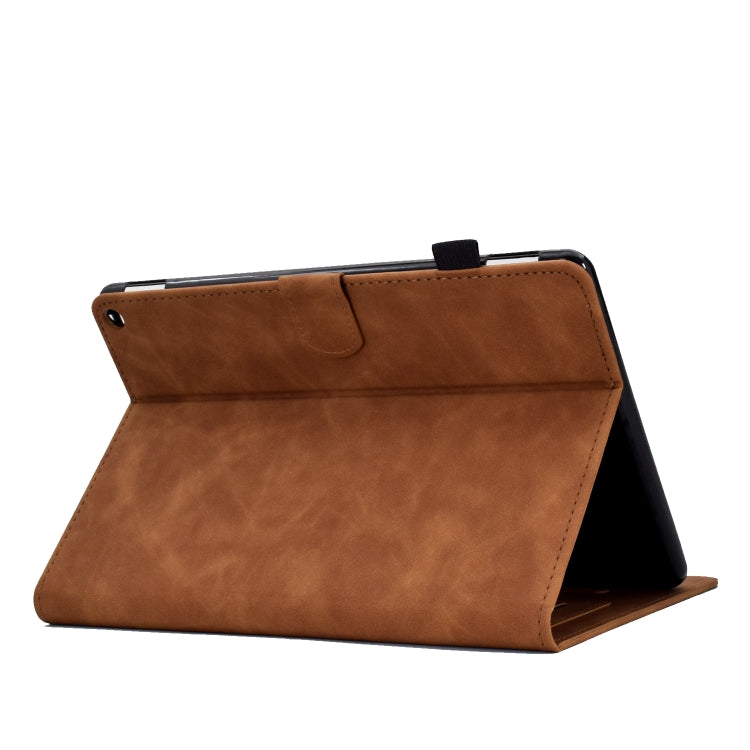 For Amazon Kindle Fire HD10 2021 Tower Embossed Leather Smart Tablet Case(Brown)