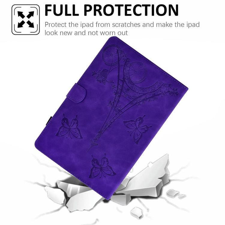 For Amazon Kindle Paperwhite 5 Tower Embossed Leather Smart Tablet Case(Purple)