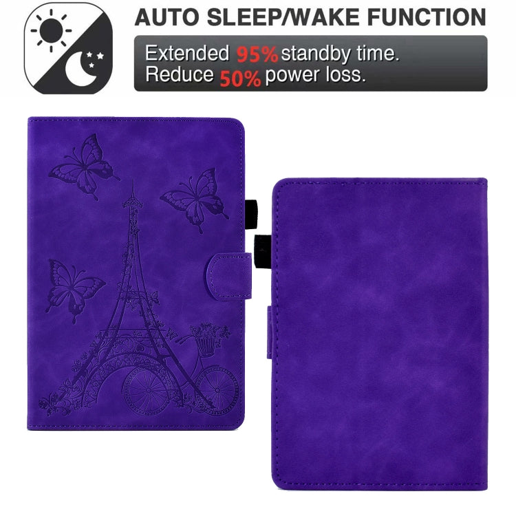 For Amazon Kindle Paperwhite 5 Tower Embossed Leather Smart Tablet Case(Purple)