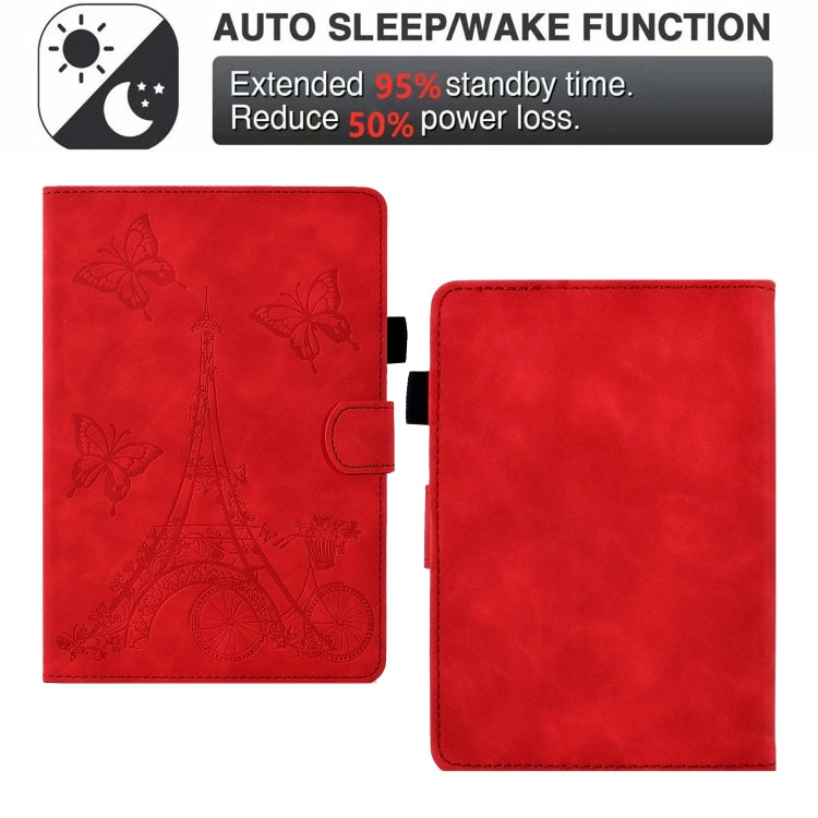 For Amazon Kindle Paperwhite 5 Tower Embossed Leather Smart Tablet Case(Red)