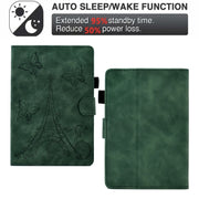 For Amazon Kindle Paperwhite 5 Tower Embossed Leather Smart Tablet Case(Green)