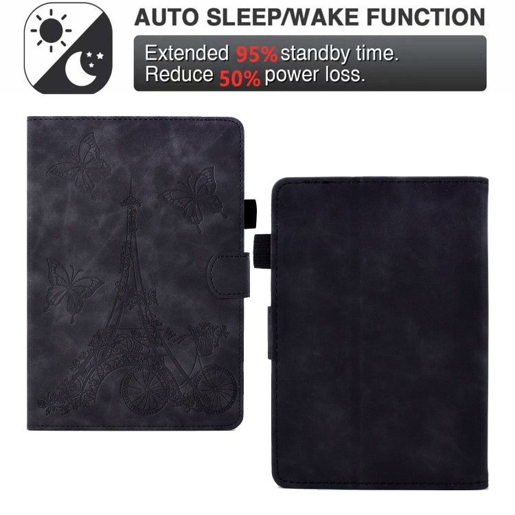 For Amazon Kindle Paperwhite 5 Tower Embossed Leather Smart Tablet Case(Black)