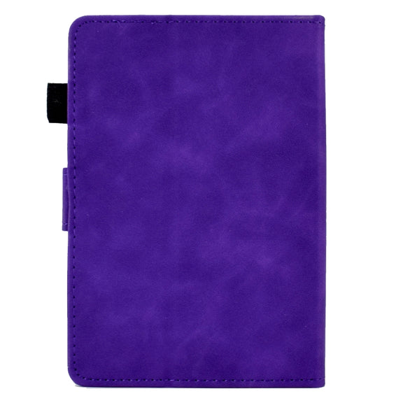 For Amazon Kindle Paperwhite 4/3/2/1 Tower Embossed Leather Smart Tablet Case(Purple)