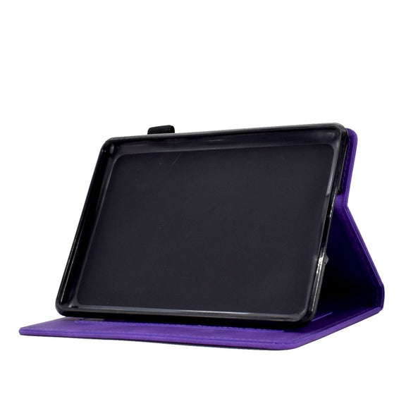 For Amazon Kindle Paperwhite 4/3/2/1 Tower Embossed Leather Smart Tablet Case(Purple)