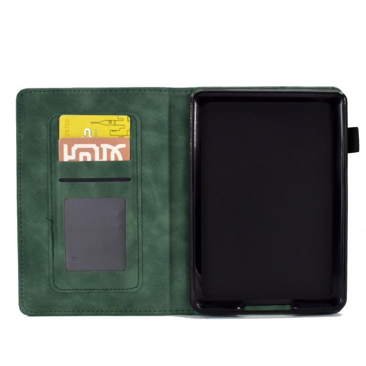 For Amazon Kindle Paperwhite 4/3/2/1 Tower Embossed Leather Smart Tablet Case(Green)