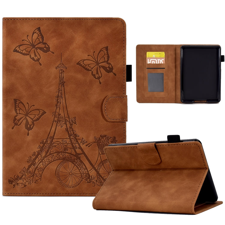 For Amazon Kindle Lite 2022 Tower Embossed Leather Smart Tablet Case(Brown)