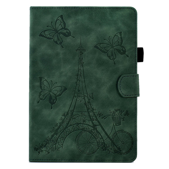 For Amazon Kindle Lite 2022 Tower Embossed Leather Smart Tablet Case(Green)
