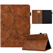 For Lenovo M10 Tower Embossed Leather Smart Tablet Case(Brown)