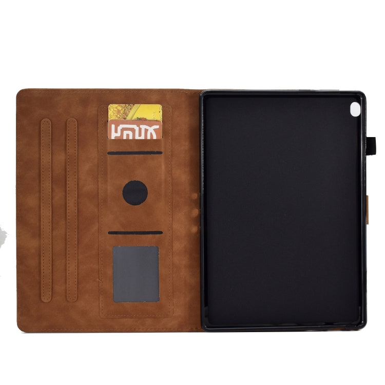 For Lenovo M10 Tower Embossed Leather Smart Tablet Case(Brown)