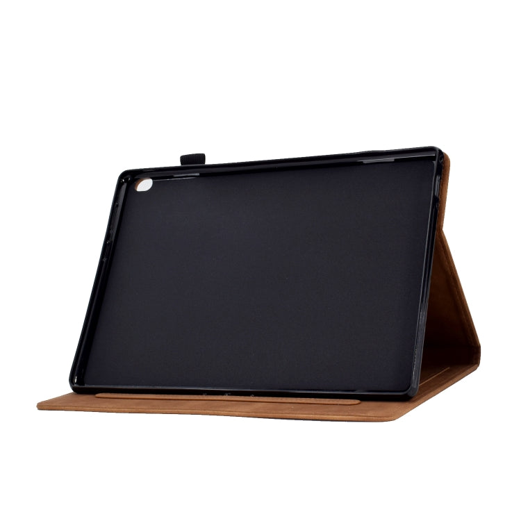 For Lenovo M10 Tower Embossed Leather Smart Tablet Case(Brown)