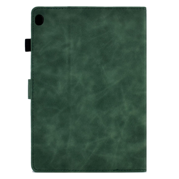 For Lenovo M10 Tower Embossed Leather Smart Tablet Case(Green)