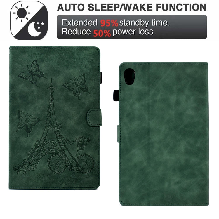 For Lenovo Tab M10 Gen 2 Tower Embossed Leather Smart Tablet Case(Green)