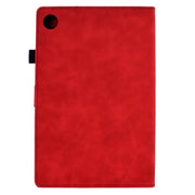 For Lenovo M10 Plus Tower Embossed Leather Smart Tablet Case(Red)