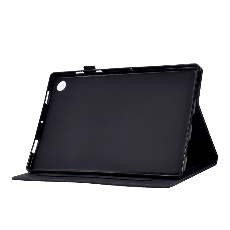 For Lenovo M10 Plus Tower Embossed Leather Smart Tablet Case(Black)