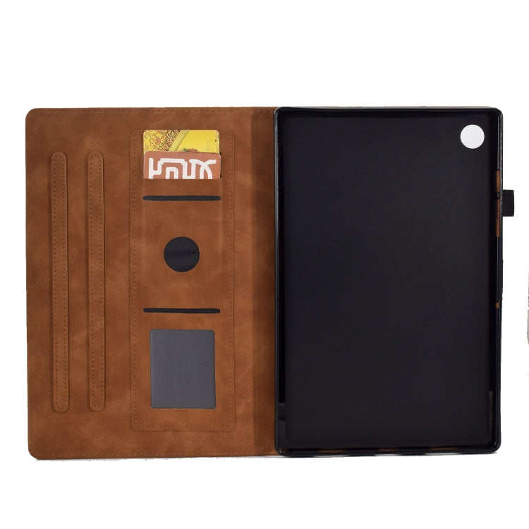 For Lenovo Tab M10 Plus 3rd Gen Tower Embossed Leather Smart Tablet Case(Brown)