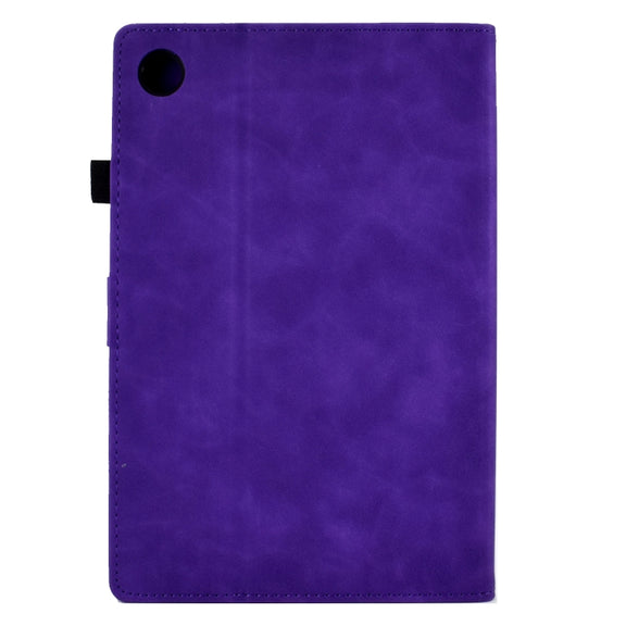 For Lenovo Tab M10 Plus 3rd Gen Tower Embossed Leather Smart Tablet Case(Purple)