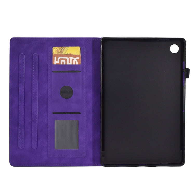 For Lenovo Tab M10 Plus 3rd Gen Tower Embossed Leather Smart Tablet Case(Purple)
