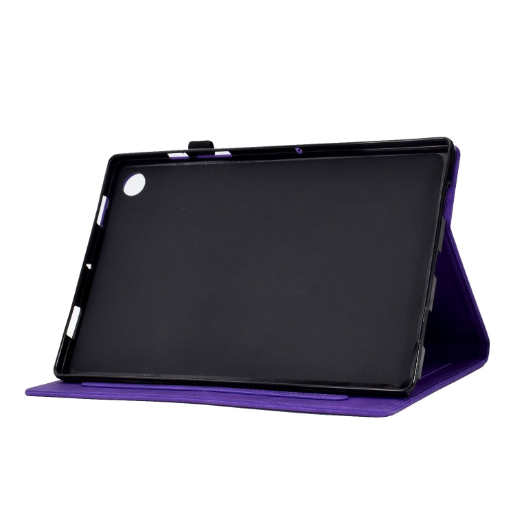 For Lenovo Tab M10 Plus 3rd Gen Tower Embossed Leather Smart Tablet Case(Purple)