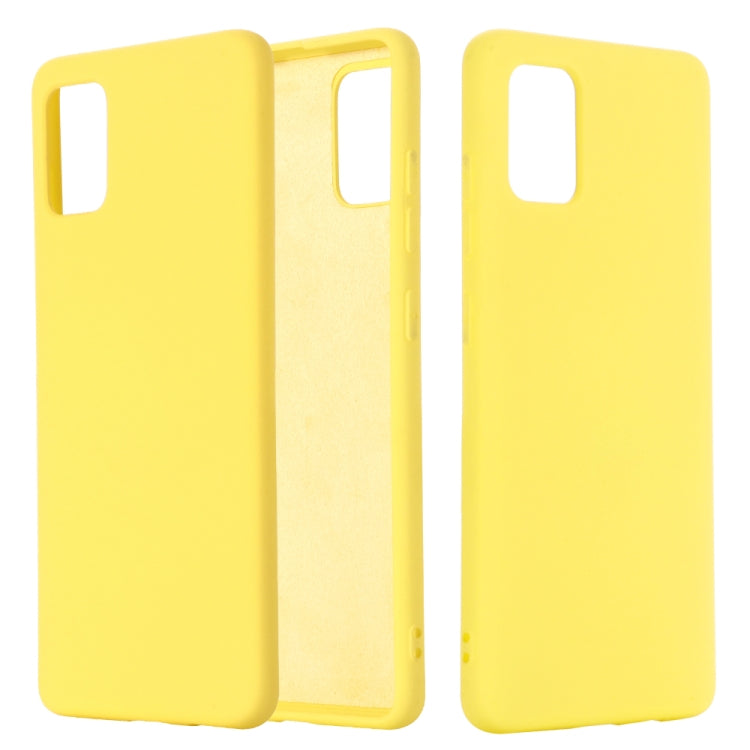 For Galaxy A31 Solid Color Liquid Silicone Dropproof Full Coverage Protective Case(Yellow)