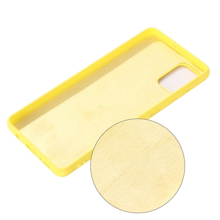 For Galaxy A31 Solid Color Liquid Silicone Dropproof Full Coverage Protective Case(Yellow)