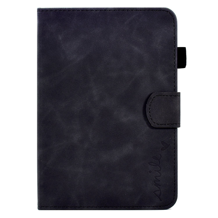 For Amazon Kindle Youth Version 2022 Embossed Smile Flip Tablet Leather Smart Case(Black)