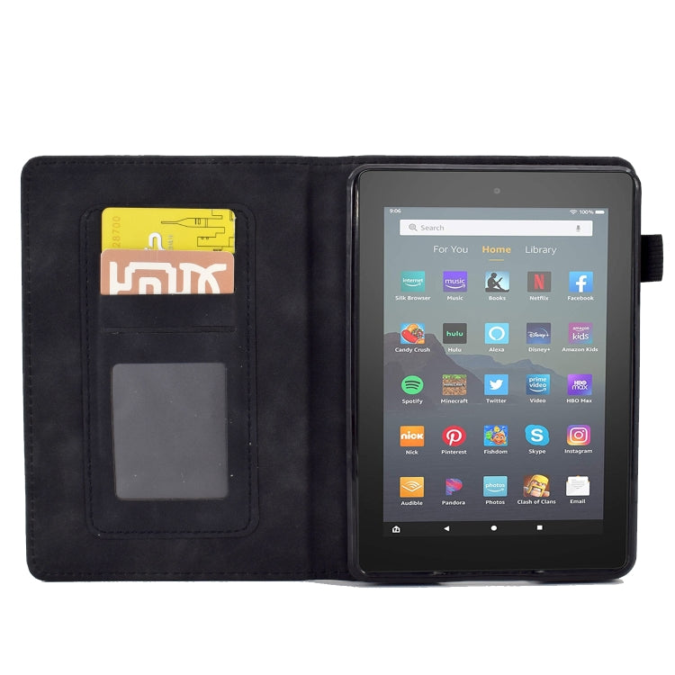 For Amazon Kindle Youth Version 2022 Embossed Smile Flip Tablet Leather Smart Case(Black)