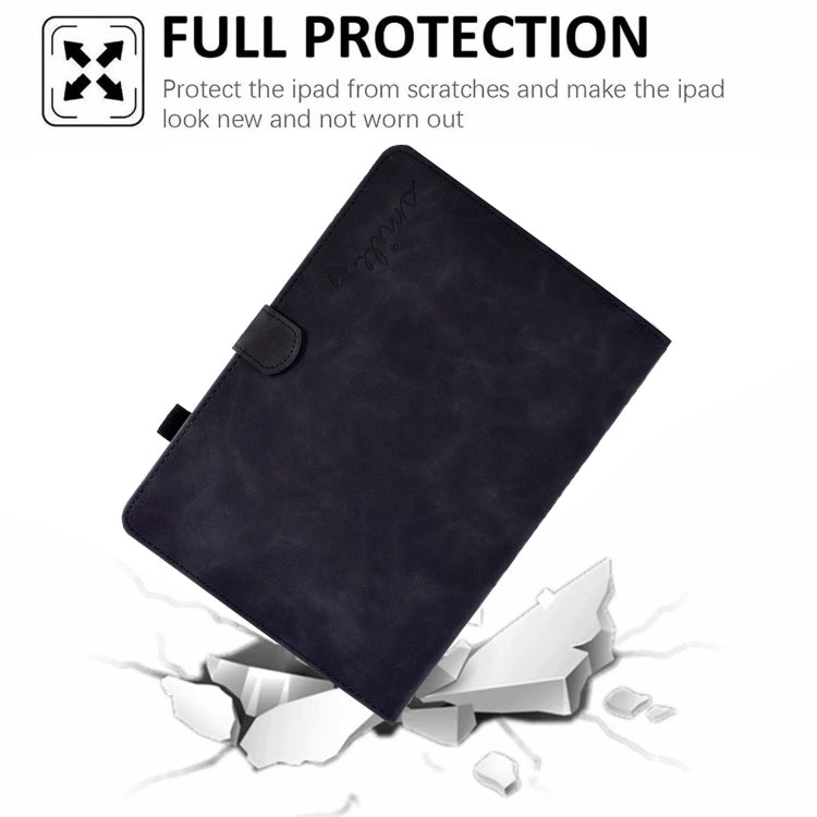 For Amazon Kindle Youth Version 2022 Embossed Smile Flip Tablet Leather Smart Case(Black)