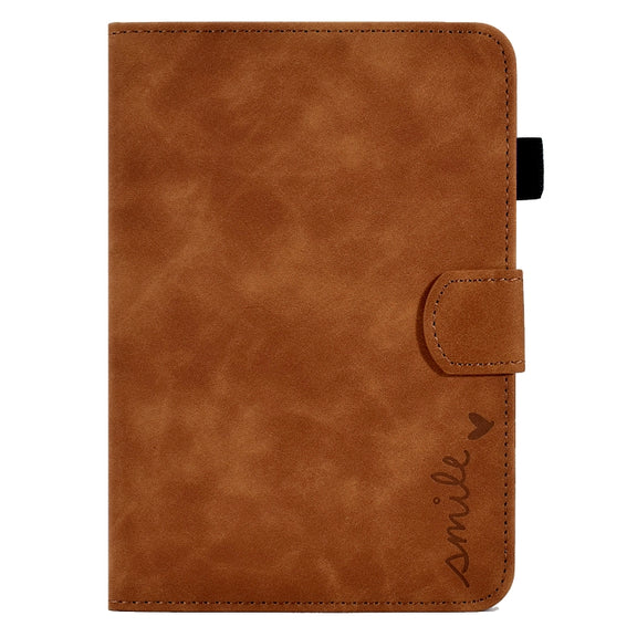 For Amazon Kindle Youth Version 2022 Embossed Smile Flip Tablet Leather Smart Case(Brown)