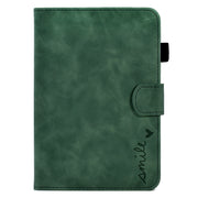 For Amazon Kindle Youth Version 2022 Embossed Smile Flip Tablet Leather Smart Case(Green)